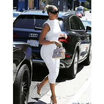 LAGSHIAN Women's Bodycon Midi Cocktail Dress