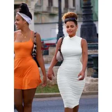 LAGSHIAN Women's Bodycon Midi Cocktail Dress