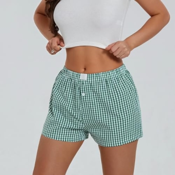 Mxiqqpltky Women's Plaid Lounge Shorts for Summer Style