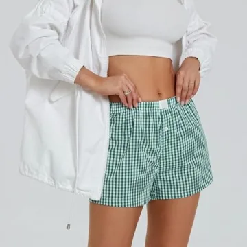 Mxiqqpltky Women's Plaid Lounge Shorts for Summer Style
