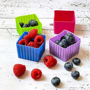 Yumbox Silicone Bento Lunch Box Accessories and Baking Cups Set of 8 Multicolor Mini Cubes (2 x 2 x 1.5 inches)