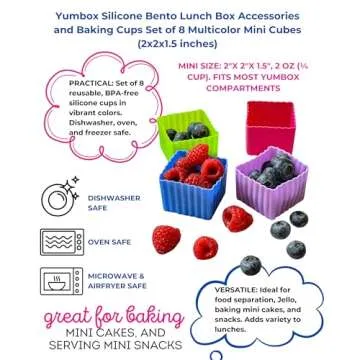 Yumbox Silicone Bento Lunch Box Accessories and Baking Cups Set of 8 Multicolor Mini Cubes (2 x 2 x 1.5 inches)