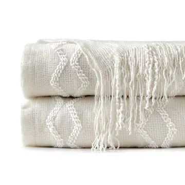BOURINA Fluffy Chenille Fringe Throw Blanket - Soft & Cozy