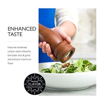 Cole & Mason Forest Capstan Mill - Gifts for Cooks - Culinary Chef Gifts - Adjustable Grinder - Refillable Spice Tools - Hand Wash Kitchen Tools - Beech Wood - 12.5-inch Pepper Mill