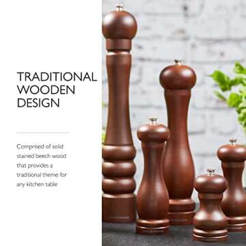 Cole & Mason Forest Capstan Mill - Gifts for Cooks - Culinary Chef Gifts - Adjustable Grinder - Refillable Spice Tools - Hand Wash Kitchen Tools - Beech Wood - 12.5-inch Pepper Mill