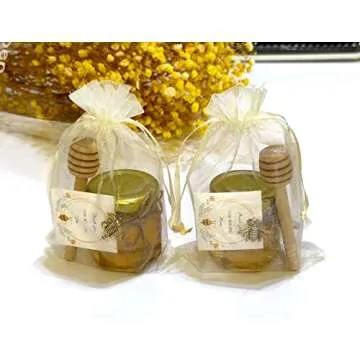Adabocute Honey Pot, Mini Honey Jars with Wood Dipper, Gold Lid, Bee Pendants, Beige Gift Bags, Thanks for Beeing Here Tags, Ideal for Baby Showers & Wedding Favors, 40 Pack