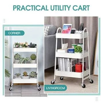 Versatile KINGRACK 3-Tier Rolling Cart for Home or Office