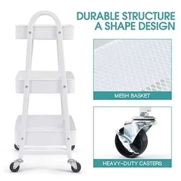 Versatile KINGRACK 3-Tier Rolling Cart for Home or Office