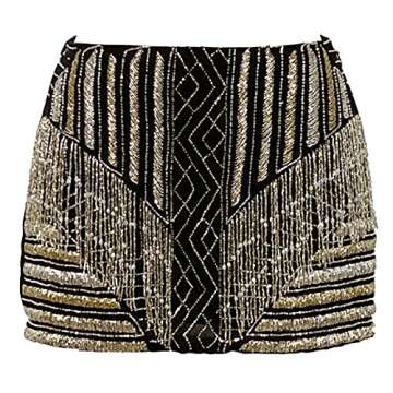 Seta Apparel Women's Éclair Embellished Mini Skirt, Gold, Medium