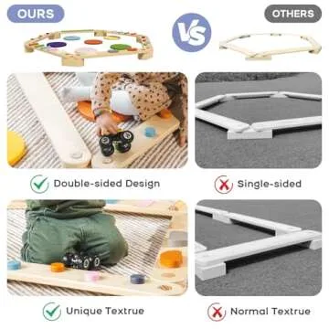 BanaSuper Wooden Balance Beam Stepping Stones for Kids Toddlers Gymnastics Beam Children Balance Board Toys Montessori Toddler Toys Gymnastics Obstacle Course Montessori Furniture Toddler Gift