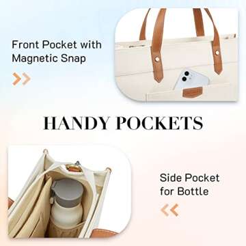 Missnine Laptop Tote Bag Canvas Laptop Bag 15.6 inch Work Shoulder Bags Casual Briefcase Handbag for Travel, Office, College