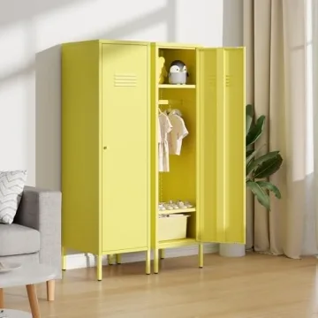 LINGZOE Yellow Metal Locker Cabinet Durable Spacious Storage