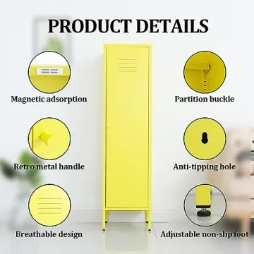LINGZOE Yellow Metal Locker Cabinet Durable Spacious Storage