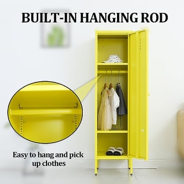 LINGZOE Yellow Metal Locker Cabinet Durable Spacious Storage