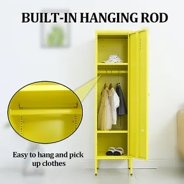 LINGZOE Yellow Metal Locker Cabinet Durable Spacious Storage
