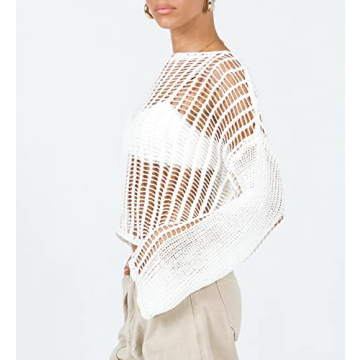 Meladyan Crochet Knit Fishnet Crop Top for Stylish Women