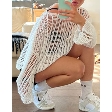 Meladyan Crochet Knit Fishnet Crop Top for Stylish Women