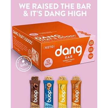 Dang Keto Bar | 4 Flavor Variety | 12 Pack | Keto Certified, Vegan, Low Carb, Low Sugar, Plant Based...