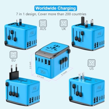 SAUNORCH Universal Travel Adapter PD 35W 7-in-1 Fast Charger