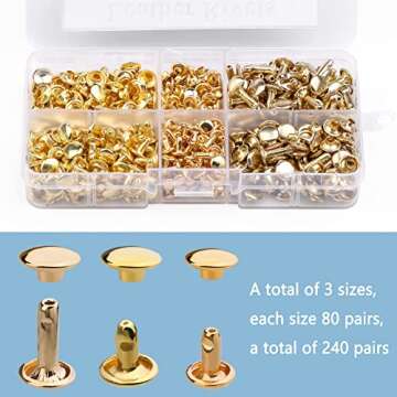 TLKKUE 240 Sets Leather Rivets for DIY Crafts