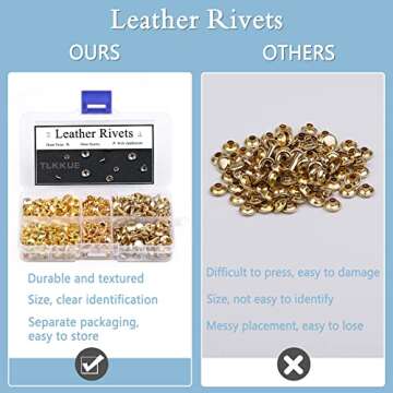 TLKKUE 240 Sets Leather Rivets for DIY Crafts