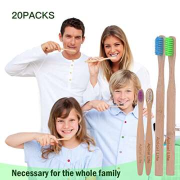 Eco-Friendly Bamboo Toothbrushes for Family - 20 Pack