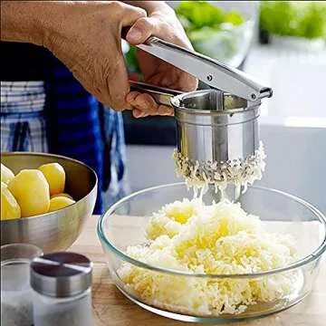 Warm Crystal, Stainless Steel Potato Ricer and Masher, Premium Manual Mashed Fruit Masher, Lemon Squeezer - Manual Citrus Press Juicer (13.7 oz)