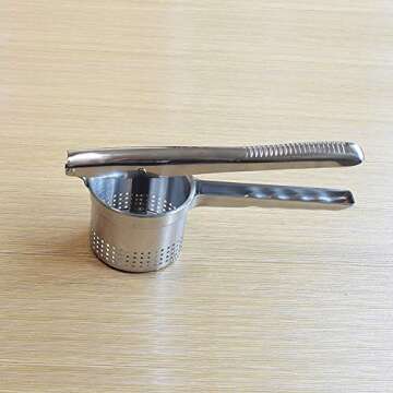 Warm Crystal, Stainless Steel Potato Ricer and Masher, Premium Manual Mashed Fruit Masher, Lemon Squeezer - Manual Citrus Press Juicer (13.7 oz)