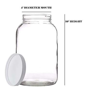 kitchentoolz 1 Gallon Extra Large Glass Mason Jar - Wide Mouth with Airtight Lid - Safe Container fo...