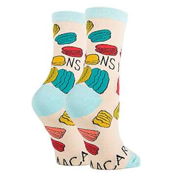 Women's Funny Novelty Crew Socks, Fun Macaroons Socks for Sweet Tooth, Crazy Silly Cotton Dress Sock...