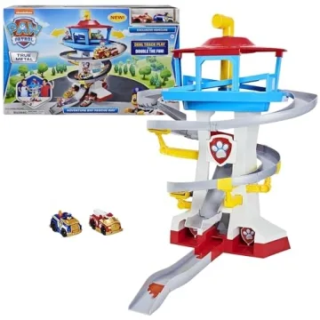 Paw Patrol Adventure Bay Lookout Tower Playset With 2 Die-Cast 1:55 Vehicles (Chase and Marshall): T...