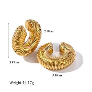 Chunky Non-Piercing Ear Cuffs for Stylish Women 18K Gold