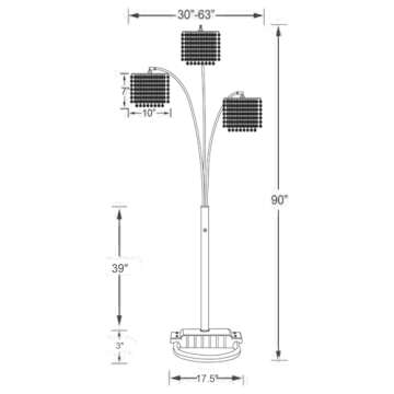 Coaster Home Furnishings Miriam Modern Glam 3-Light Hanging Crystal Drop Shade Arc Floor Lamp Chrome...
