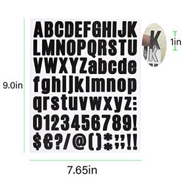 810 Pieces 10 Sheets Letter Stickers,Self Adhesive Vinyl Waterproof Mailbox Numbers Stickers,Alphabet Number Stickers for Mailbox,Window,Door,Sign,Address Number,Business(1 Inch) (Black)