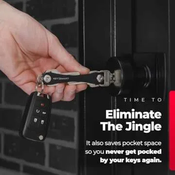 KeySmart Compact Key Organizer and Holder - Minimalist Keychain Case for Keys, Car Fobs - Expandable to 14 Keys (Black)