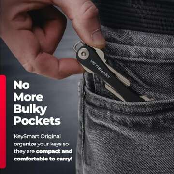 KeySmart Compact Key Organizer and Holder - Minimalist Keychain Case for Keys, Car Fobs - Expandable to 14 Keys (Black)