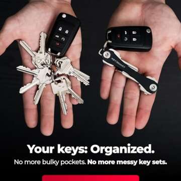 KeySmart Compact Key Organizer and Holder - Minimalist Keychain Case for Keys, Car Fobs - Expandable to 14 Keys (Black)