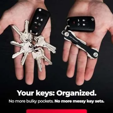 KeySmart Compact Key Organizer and Holder - Minimalist Keychain Case for Keys, Car Fobs - Expandable to 14 Keys (Black)