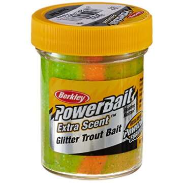 Berkley PowerBait Glitter Trout Bait, Rainbow, Fishing Dough Bait, Scent Dispersion Technology, Irre...
