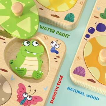 Zeoddler Wooden Puzzles for Toddlers, 8 Pcs Animal Matching Egg Puzzle, Montessori Toys for Boy Girl Easter Birthday Gifts, Preschool Learning Activities & Educational Toys for Boys, Girls