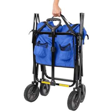 Amazon Basics Collapsible Folding Wagon, Heavy Duty, Utility Wagon for Sports, Camping, Garden, and Shopping, Blue