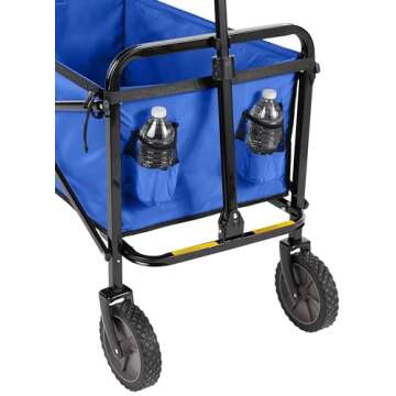 Amazon Basics Collapsible Folding Wagon, Heavy Duty, Utility Wagon for Sports, Camping, Garden, and Shopping, Blue