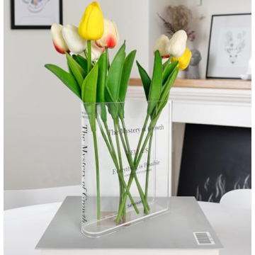 Book Vase for Flowers, Unique Flower Vases, Cute Acrylic Vase, Aesthetic Vases Gifts for Women, Dorm...