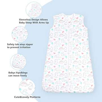 TILLYOU Sleep Sack 12-18 Months - 0.5 TOG Baby Wearable Blanket with 2-Way Zipper, Extra Soft Cotton...
