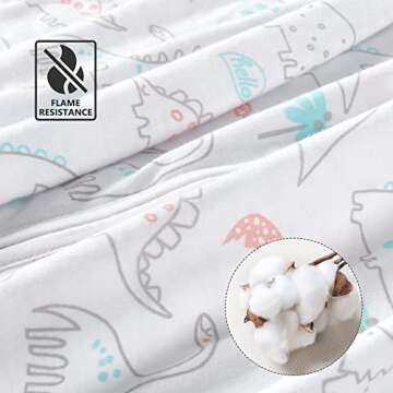 TILLYOU Sleep Sack 12-18 Months - 0.5 TOG Baby Wearable Blanket with 2-Way Zipper, Extra Soft Cotton Sleeveless Sleeping sack 2 Pack, Woodland Dinosaurs