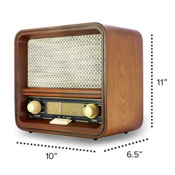 Fuse RAD-V1 Vintage Wood Retro Radio | AM/FM Radio Speaker with Bluetooth & AUX Input | Mid Century ...