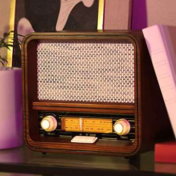 Vintage Wood Retro Radio with Bluetooth and AUX Input