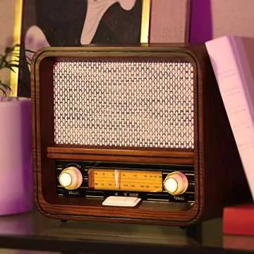 Vintage Wood Retro Radio with Bluetooth and AUX Input