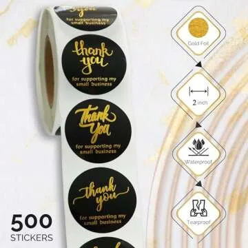 Elegant 500 Pcs Thank You Stickers for Businesses