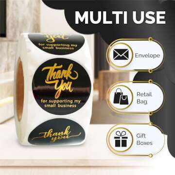 Elegant 500 Pcs Thank You Stickers for Businesses